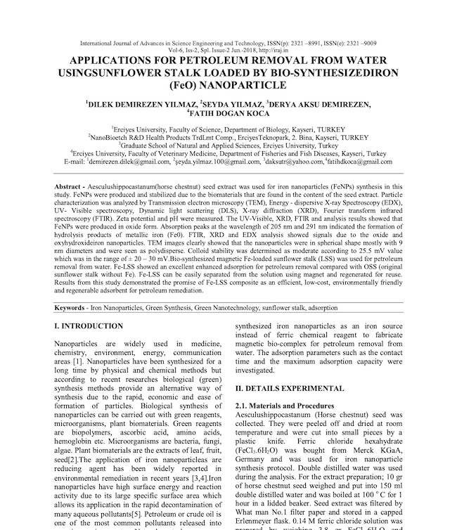 Green synthesis and characterization of iron oxide nanoparticles using Ficus carica (common fig) dried fruit extract