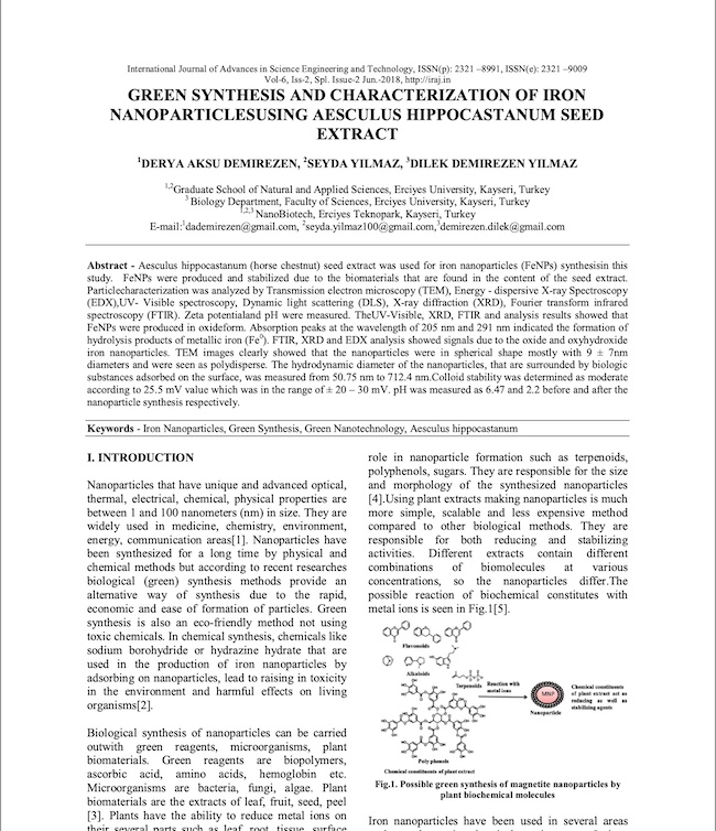 Green synthesis and characterization of iron oxide nanoparticles using Ficus carica (common fig) dried fruit extract